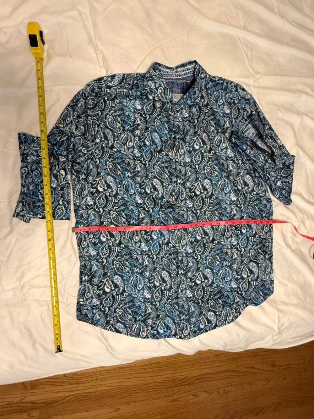 Blue Robert Graham Long-Sleeve Button-Up Shirt 2x - Picture 6 of 6